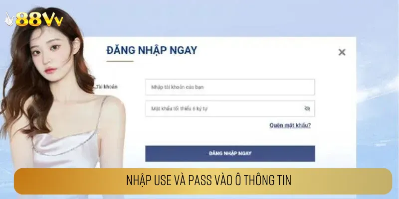 Nhập use và pass vào ô thông tin